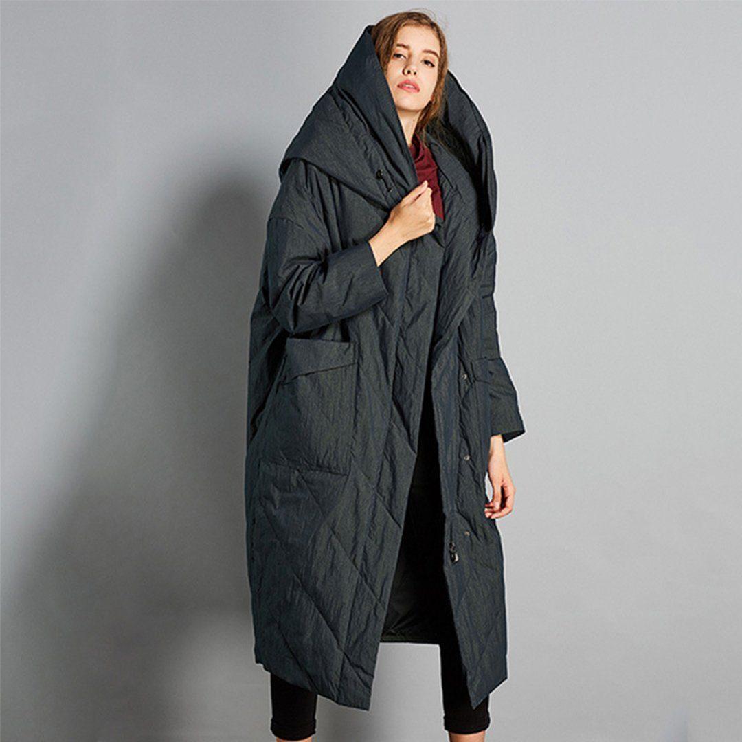babakud winter solid hooded down coat with pockets