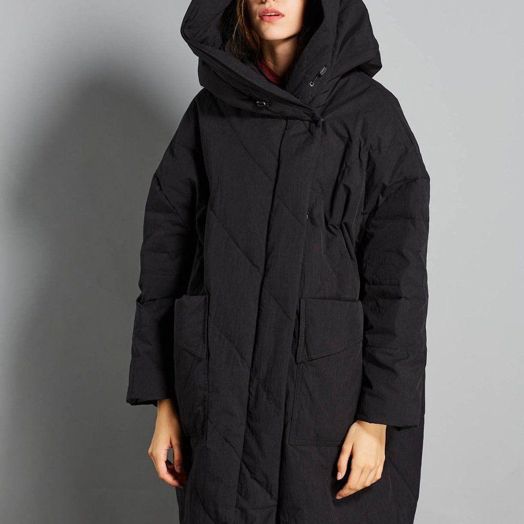 babakud winter solid hooded down coat with pockets