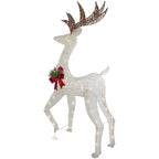 60" LED Lighted Glitter Reindeer with Red Bow Outdoor Christmas Decoration