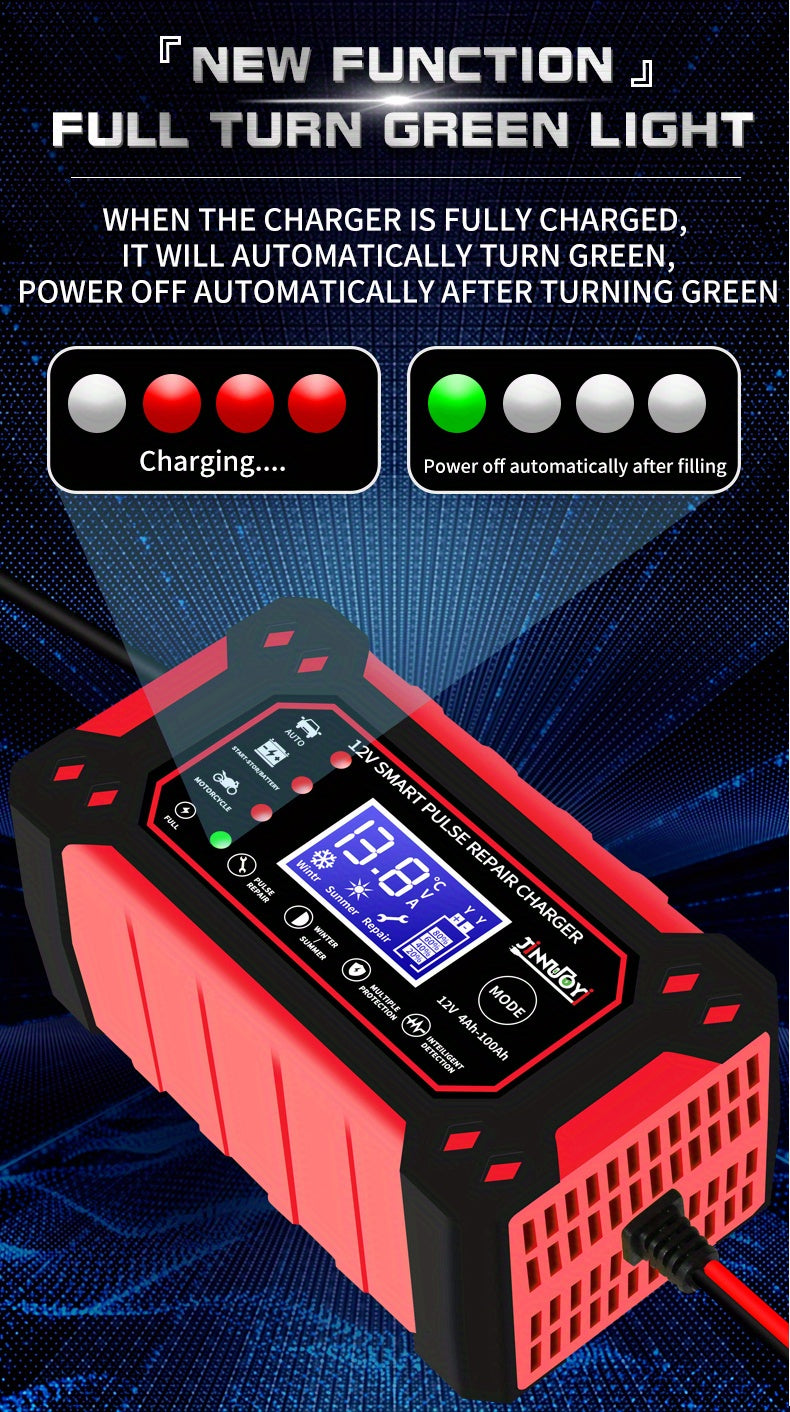 6A 12V Digital Car Battery Charger Fully Automatic Repair CharFor Car Motorcycle SUV Stea Battery Charger Car Accessories