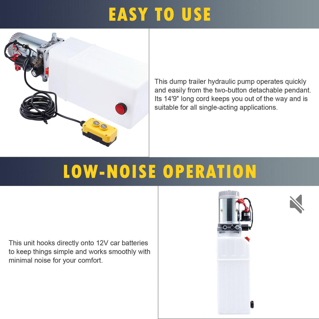 8 Quart 12V Single Acting Hydraulic Pump for Dump Truck Bed Aerial Platform More
