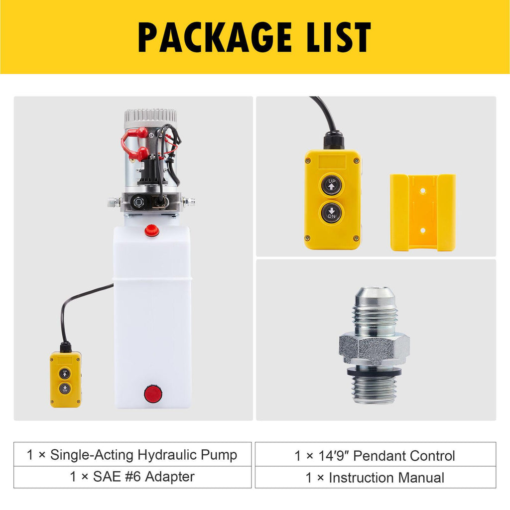 8 Quart 12V Single Acting Hydraulic Pump for Dump Truck Bed Aerial Platform More