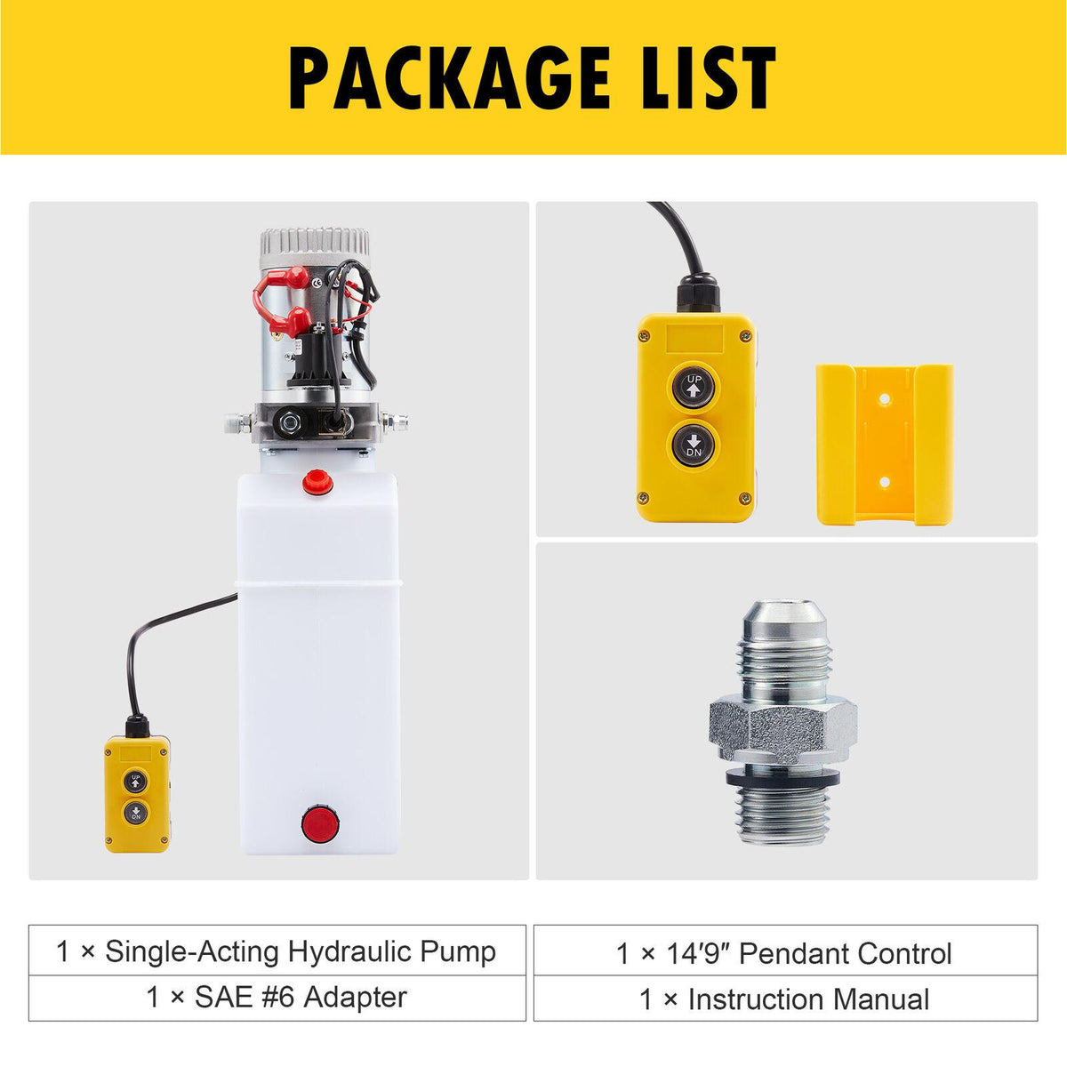 8 Quart 12V Single Acting Hydraulic Pump for Dump Truck Bed Aerial Platform More