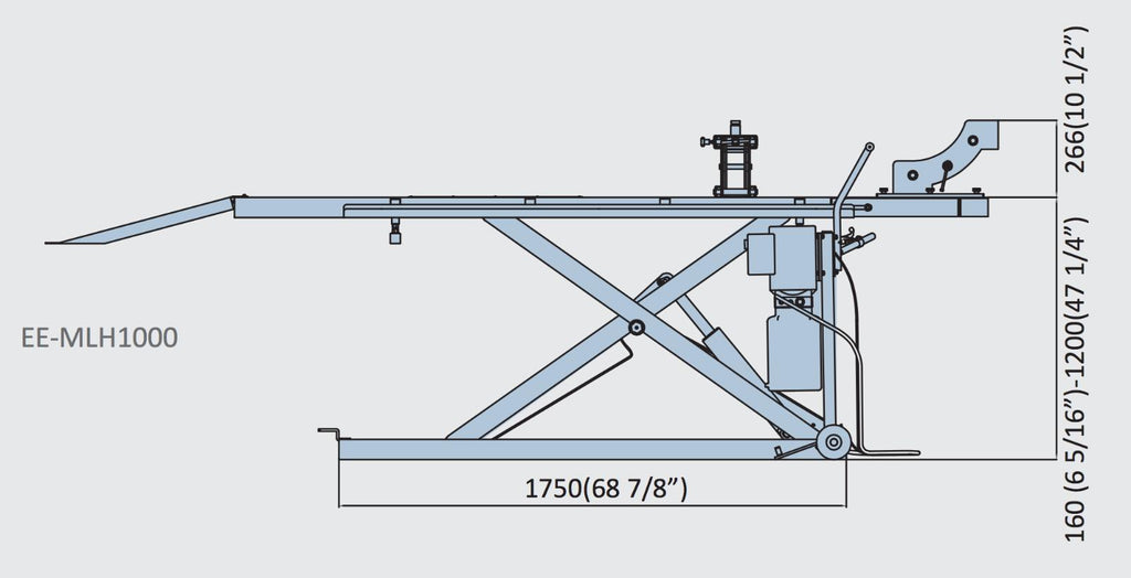 Stratus 2200 lbs Capacity Manual OP Motorcycle Lift (Optional Side Extensions)