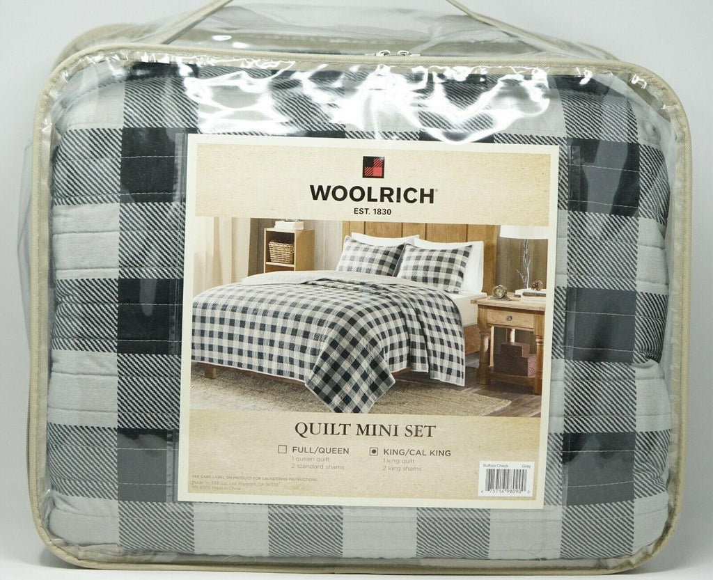 Woolrich Buffalo Check Reversible 3-Pc Oversized Quilt Mini Set / CALI KING