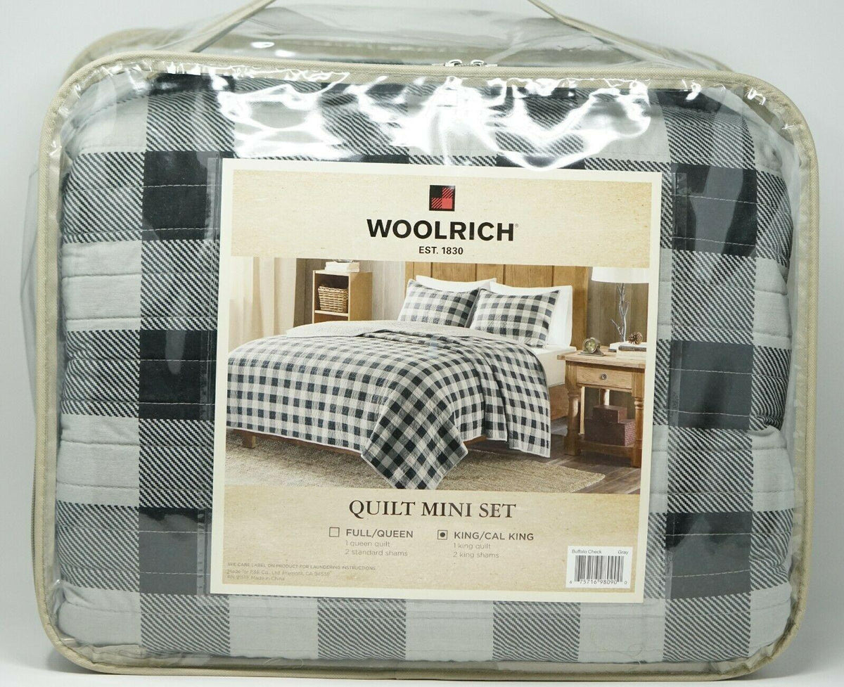 Woolrich Buffalo Check Reversible 3-Pc Oversized Quilt Mini Set / CALI KING