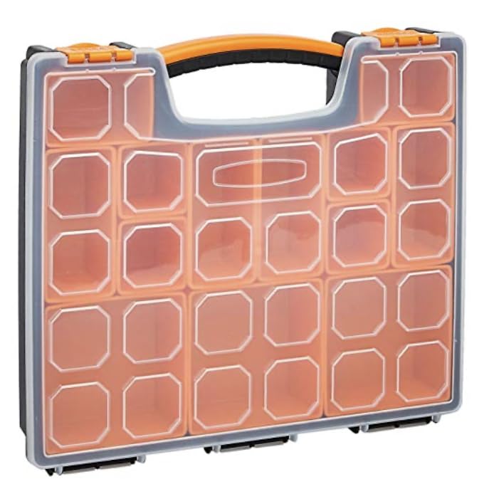 Tool Box Organizer with 14 Removable Compartments | Transparent LocLid, -in Carry Handle, Heavy-Duty Plastic, Customizable Layout, Portable Storage