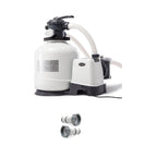 intex pool sand filter pump w/ automatic timer &amp; replacement hose adapter