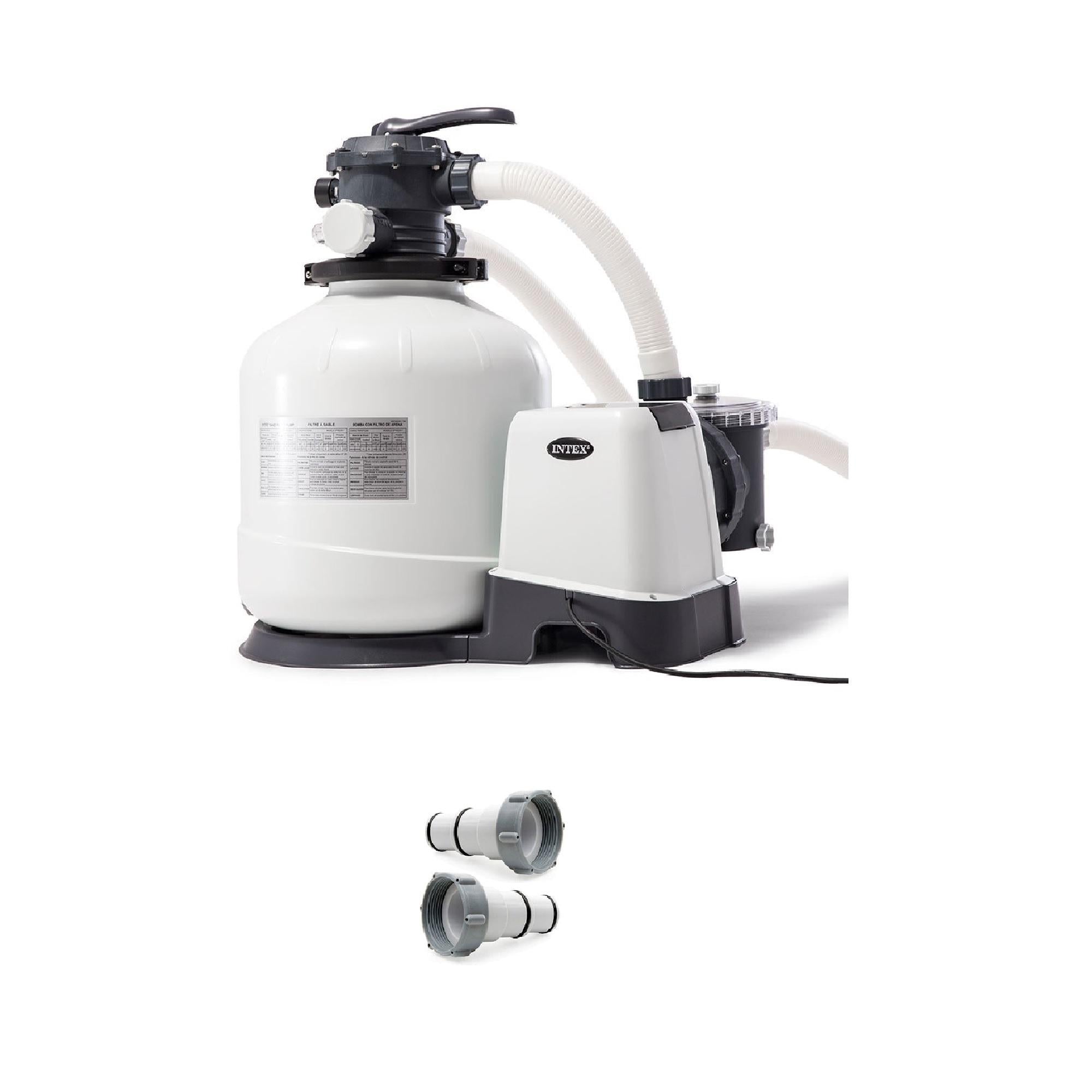 intex pool sand filter pump w/ automatic timer &amp; replacement hose adapter