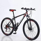 Shlia Mountain Bikes 26 Inch Wheel Men Adults High-Carbon Steel Lightweight Road Bike Bicycle 21 Speed Shock-Absorbing, Mens/Womens Fashionable Advanced Suspension Bikes, US Stock(Black-red)