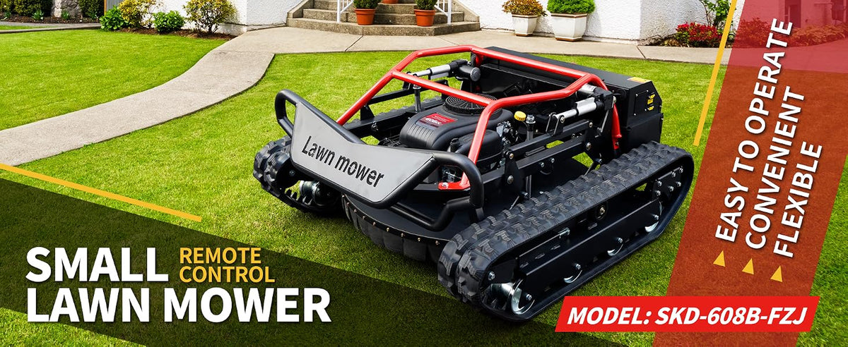 Remote-Controlled Lawnmower, 9HP Tracked Lawnmower, 22-Inch Mowing Width, Remote Start/Stop Control, Suitable for Farms, Gardens, Riverbanks, Lawns