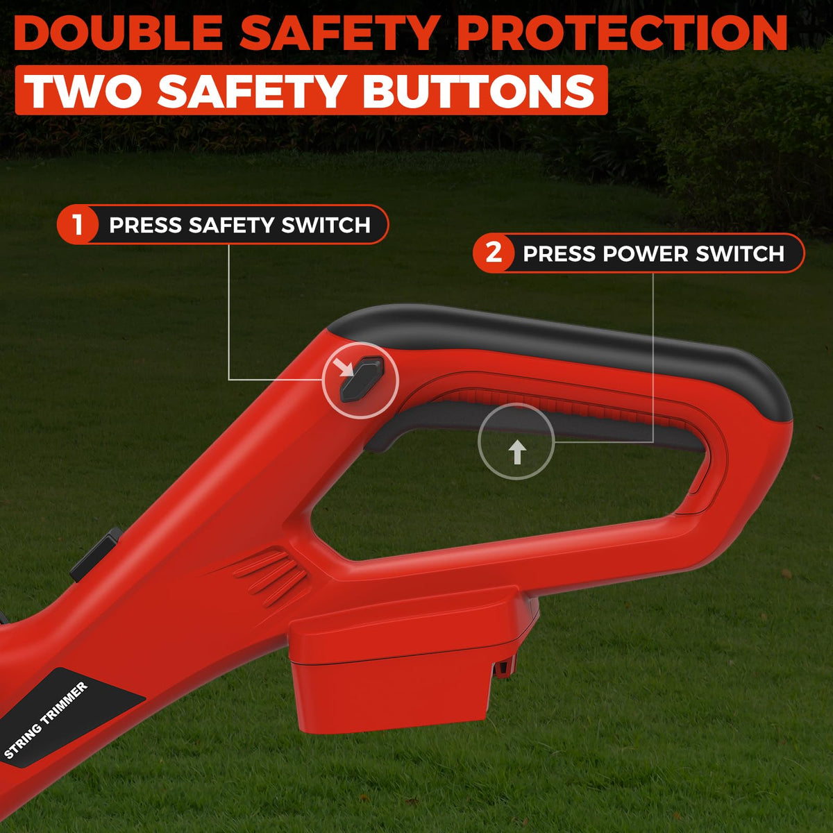 Cordless String Trimmer Compatible with  18V Battery, 12-Inch 3 in 1 Lawn Edger with 8 Spare Spools, Weed Wacker with Auto Feed, Lightweight Electric Weed Eater for Garden, Yard