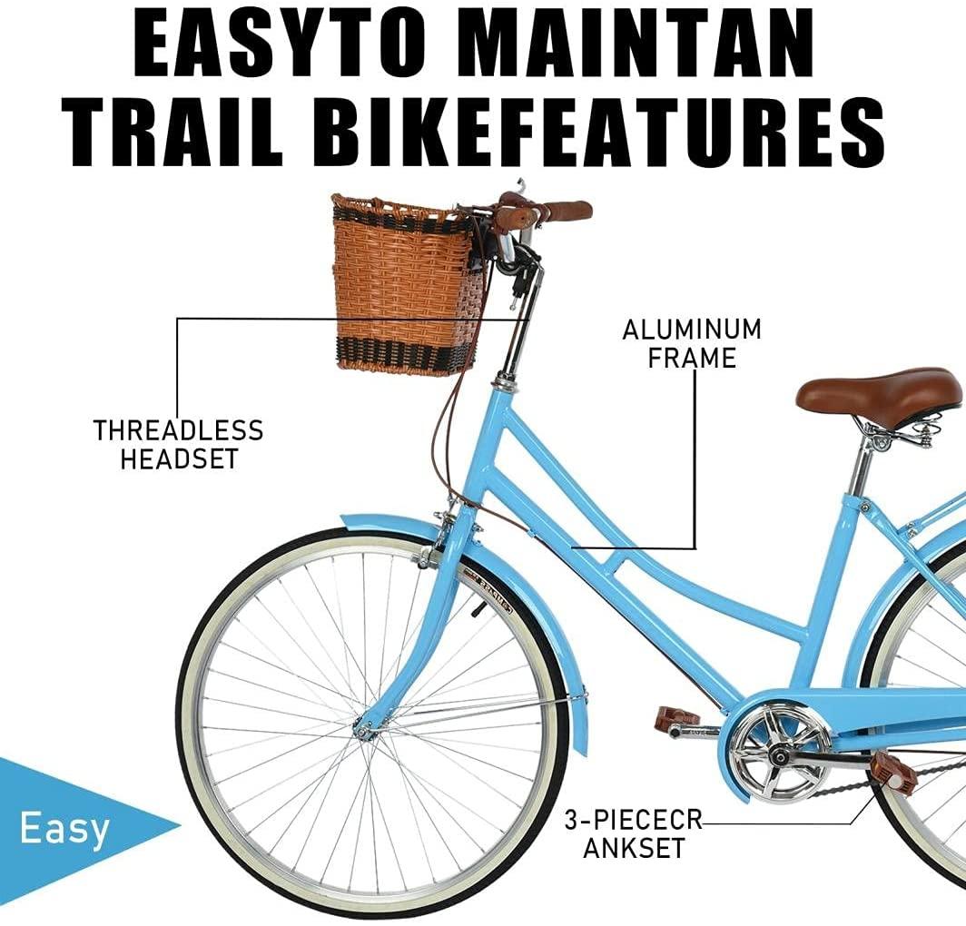 Kingtowag 26 Inch Ladies Bicycle Beach Cruiser Bicycle Excursion Bike Convenient and Fast for Women Cycling to Work Comfortable Seat(Us Storage)