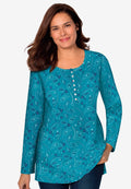 perfect printed long-sleeve henley tee