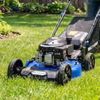 21 Inch Lawn Mower Gas Powered, 4-Cycle 144cc Engine, 3-in-1 Push Lawnmower with Bagging, Mulching &amp; Side Discharge, Adjustable 8-Positions Cutting Height, Easy Start
