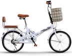 Foldable Bicycle Women’s Ultra-Light Portable Bicycle Adult 16-inch, 20-inch Bicycles Student Bike Foldable Road Bike (Color : White, Size : 16 inches)