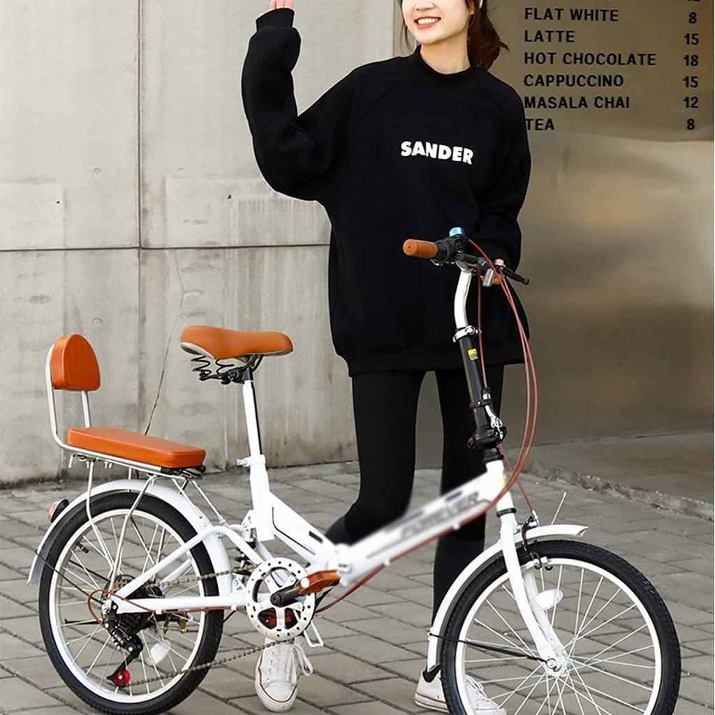 Foldable Bicycle Women’s Ultra-Light Portable Bicycle Adult 16-inch, 20-inch Bicycles Student Bike Foldable Road Bike (Color : White, Size : 16 inches)