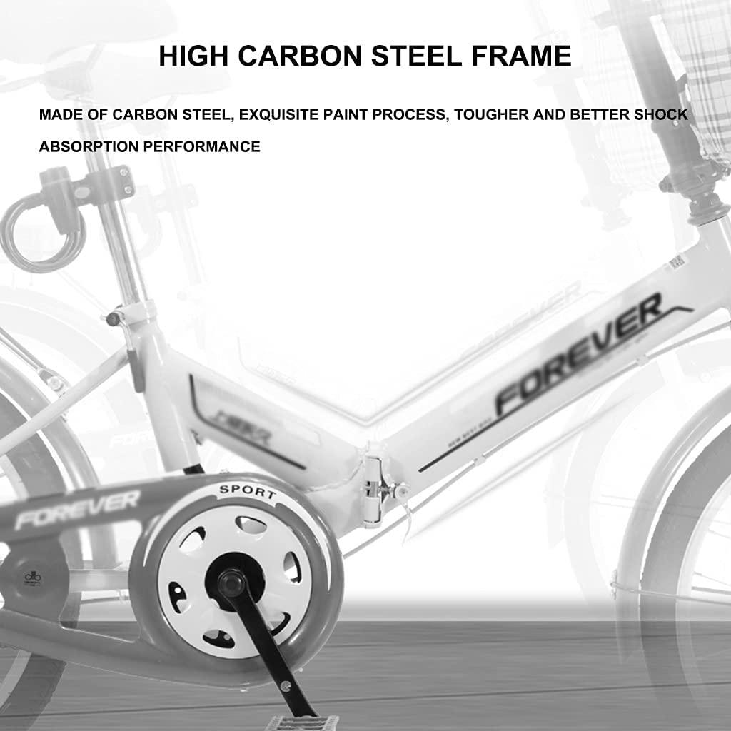 Foldable Bicycle Women’s Ultra-Light Portable Bicycle Adult 16-inch, 20-inch Bicycles Student Bike Foldable Road Bike (Color : White, Size : 16 inches)