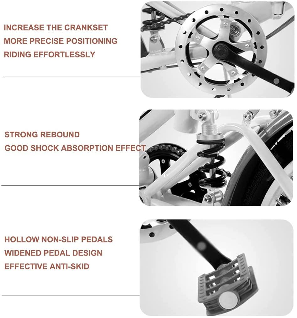 Foldable Bicycle Women’s Ultra-Light Portable Bicycle Adult 16-inch, 20-inch Bicycles Student Bike Foldable Road Bike (Color : White, Size : 16 inches)
