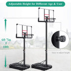 MARNUR Basketball Hoop Portable Basketball Goal System with Adjustable Height with Big Backboard &amp; Wheels and LarBase for Youth &amp; Adults Family Indoor Outdoor