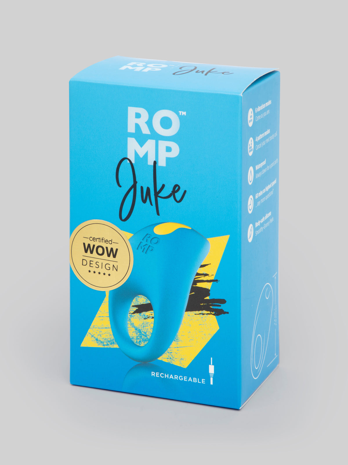 ROMP Juke Rechargeable Vibrating Cock Ring, Blue