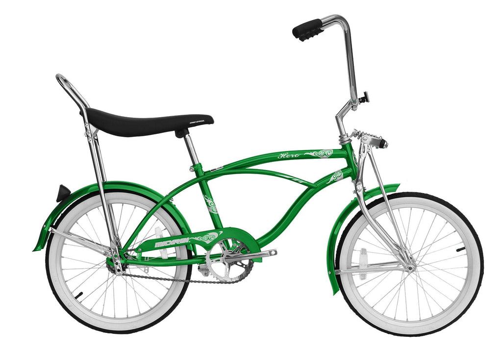 Micargi HERO 20" Beach Cruiser Coaster Brake Single Speed with Banana Seat  Steel Spokes One Piece Crank Alloy Rims 36H Color: Green