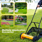 Manual Reel Lawn Mower with Grass Catcher, 16-Inch Cutting Width | 16-inch cutting width for efficient yard care, manual push mower with 7.9-gallon grass collection bag for quiet, clean mowing