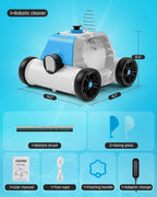 fiilpow cordless robotic pool cleaner vacuum dual suction/auto dock ~ blue*1745e