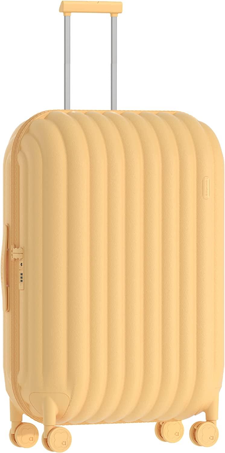 Hardside Lightweight Suitcase Luggage - Overhead Durable Travel Bag with Spinner Wheels,TSA Lock, Yellow, Checked-Large 28-Inch, 98L