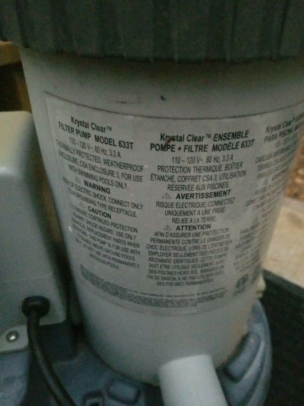 intex 28633eg 2500 gph above ground swimming pool cartridge filter pump 633t