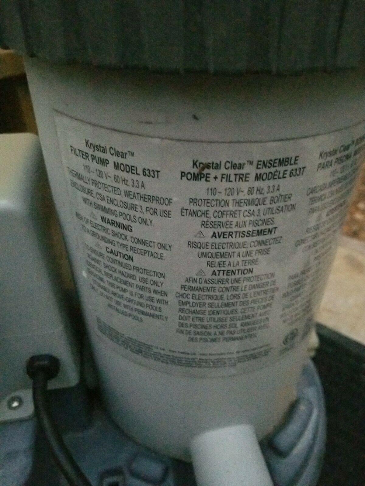intex 28633eg 2500 gph above ground swimming pool cartridge filter pump 633t