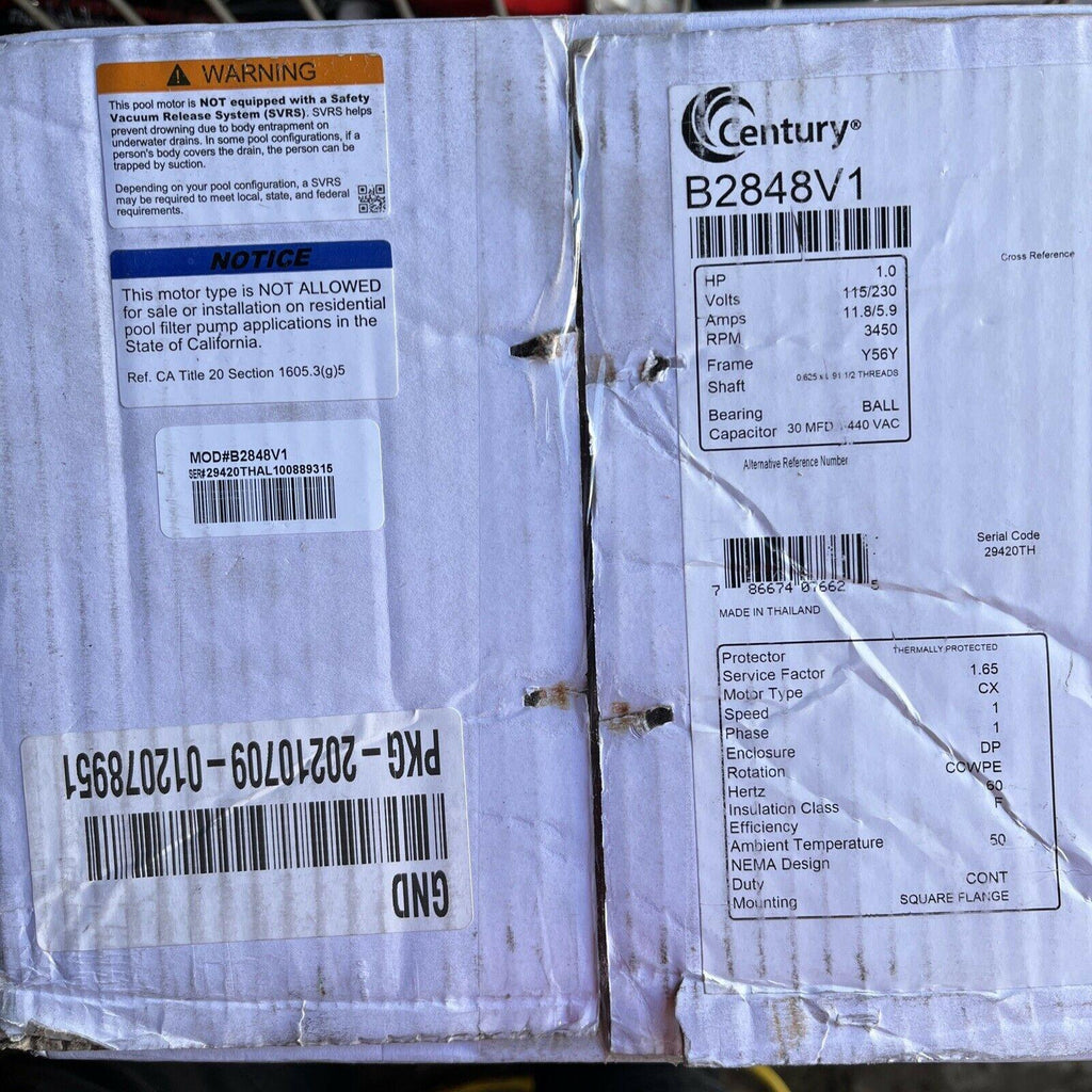 century b2848v1 motor,1 hp,3,450 rpm,56y,115/230v