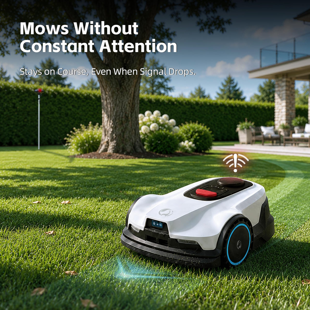 Lawn Mower, Visual+RTK Navigation, Works Under Trees, No Wire, Covers Up to 1/4 Acre, Robotic Mower with Auto Mapping &amp; 6000mAh high-Capacity Battery