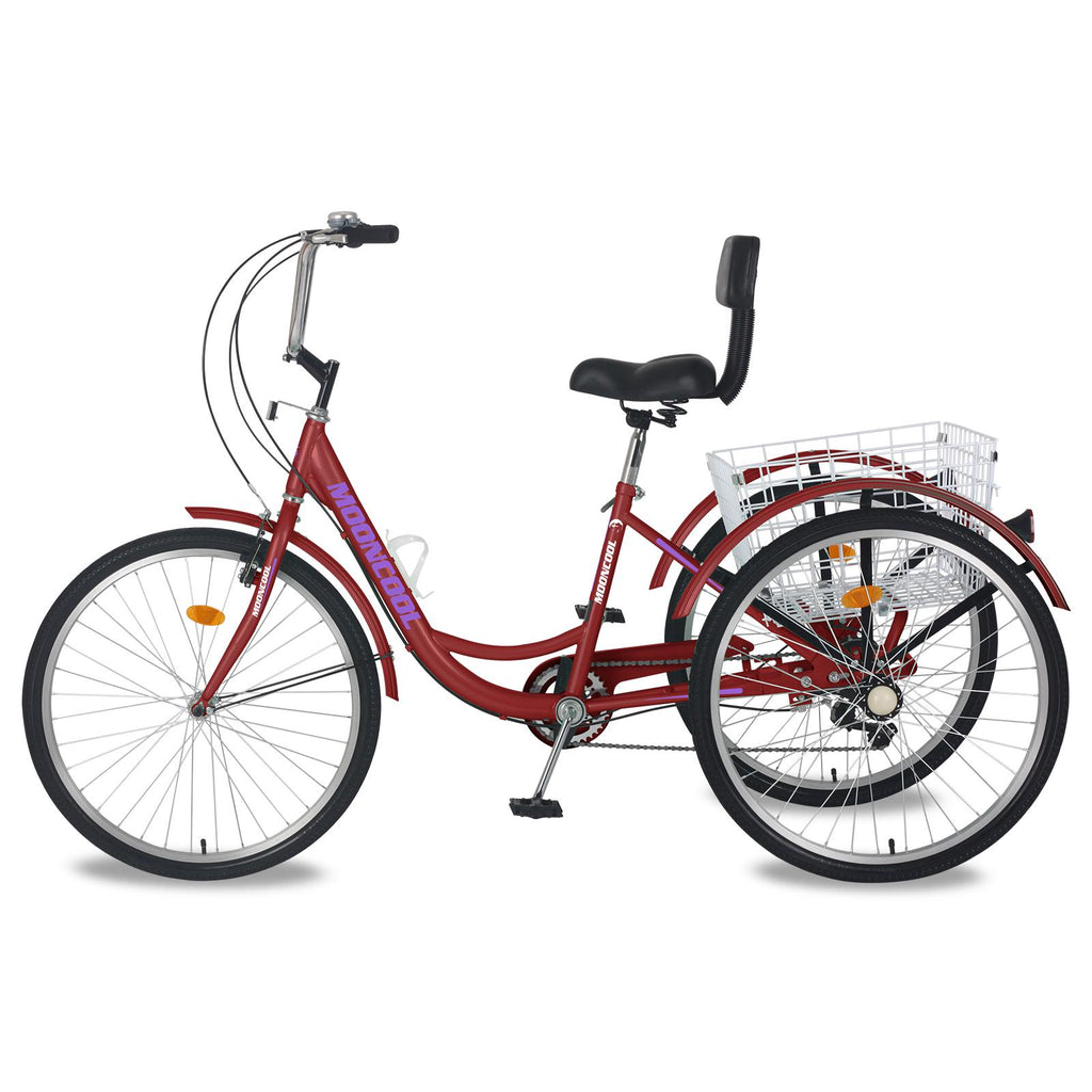 ABORON 24-Inch 7 Speed Adult Tricycles , 3-Wheels Cruiser Bike with Basket, Trikes for Women, Men, Seniors,Adult Bicycle