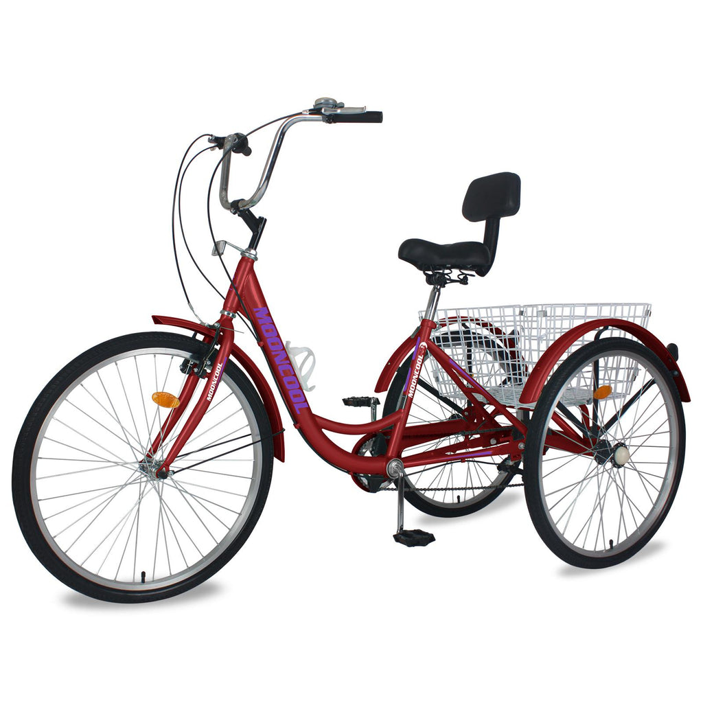 ABORON 24-Inch 7 Speed Adult Tricycles , 3-Wheels Cruiser Bike with Basket, Trikes for Women, Men, Seniors,Adult Bicycle
