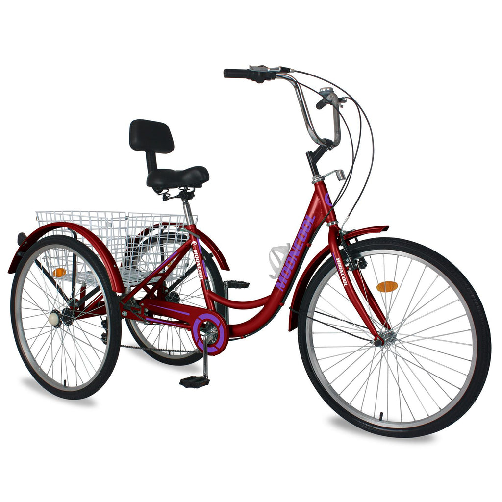 ABORON 24-Inch 7 Speed Adult Tricycles , 3-Wheels Cruiser Bike with Basket, Trikes for Women, Men, Seniors,Adult Bicycle