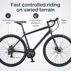 Schwinn Sporterra Adventure Adult Gravel Bike, 14 Speeds, 700c Wheels, Light Weight Aluminum Frame, Black