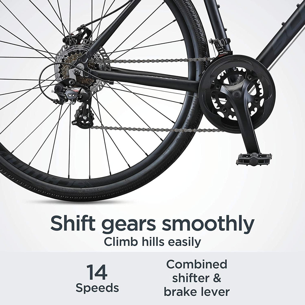 Schwinn Sporterra Adventure Adult Gravel Bike, 14 Speeds, 700c Wheels, Light Weight Aluminum Frame, Black