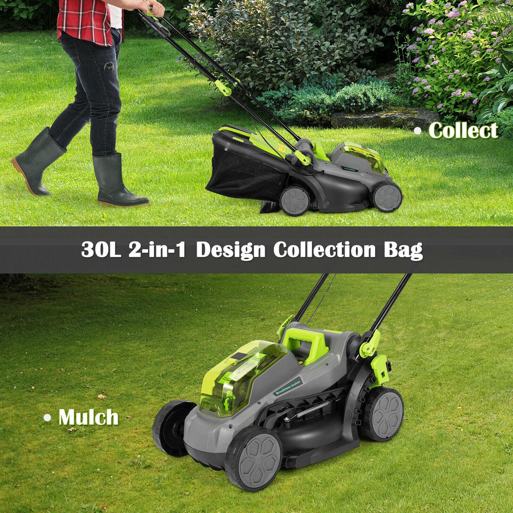 Cordless 13" 40V Lawn Mower Brushless Lawn Mower W/ 4Ah Battery &amp; Charger