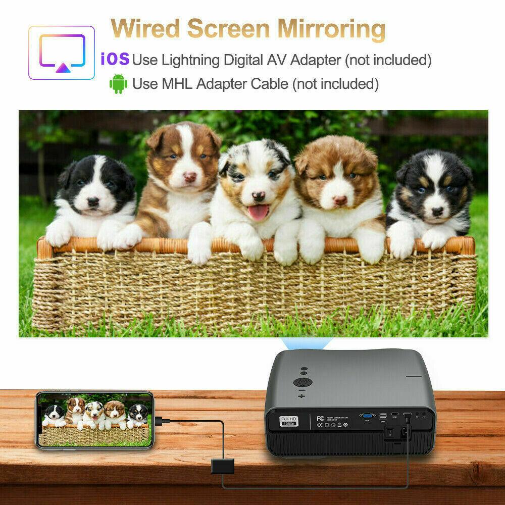 eug native 1080p video projector 4k home theater game movie tv daytime hdmi usb