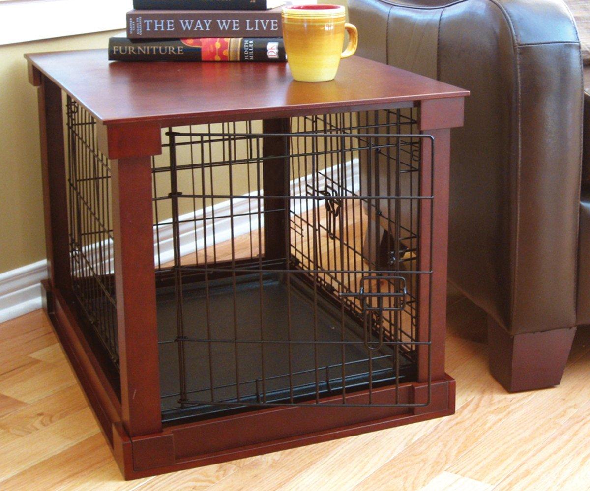 Indoor Wooden Mobile Dog Pet CaWith Crate Cover Side Panels Table Medium