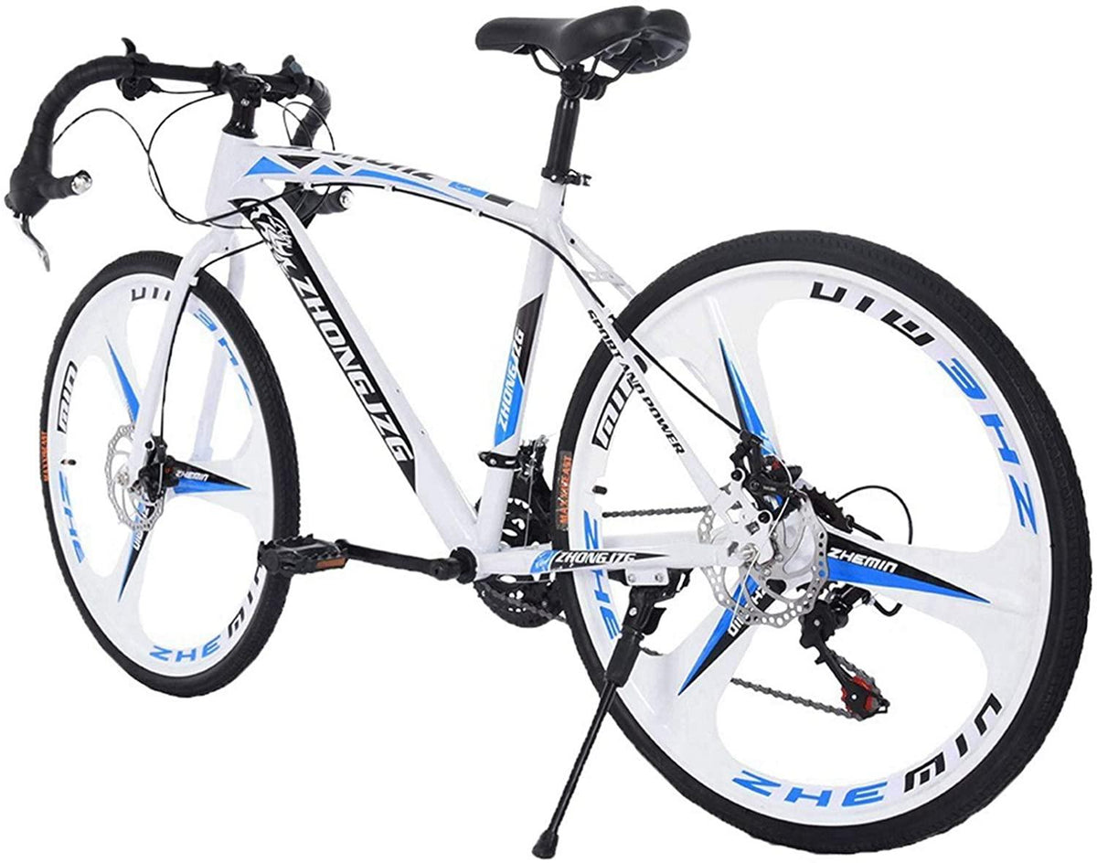 TEEGUI 26 inch Bikes Full Suspension s 21 Speed Road Bike 700C Wheels Road Bicycle Dual Disc Brake Bicycles,Steel Frame Bicycle,Bicycles for Men Women【Black,Shipping from USA】
