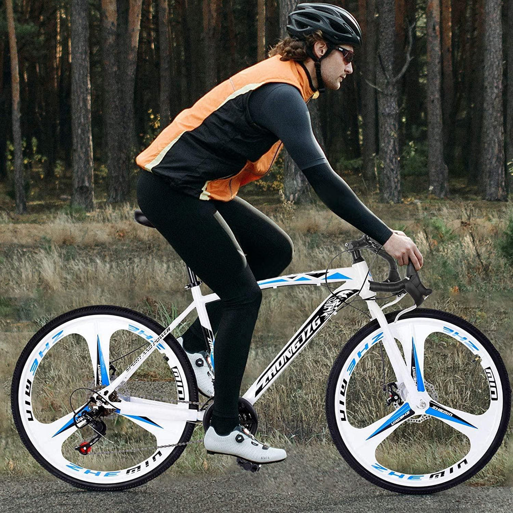 TEEGUI 26 inch Bikes Full Suspension s 21 Speed Road Bike 700C Wheels Road Bicycle Dual Disc Brake Bicycles,Steel Frame Bicycle,Bicycles for Men Women【Black,Shipping from USA】