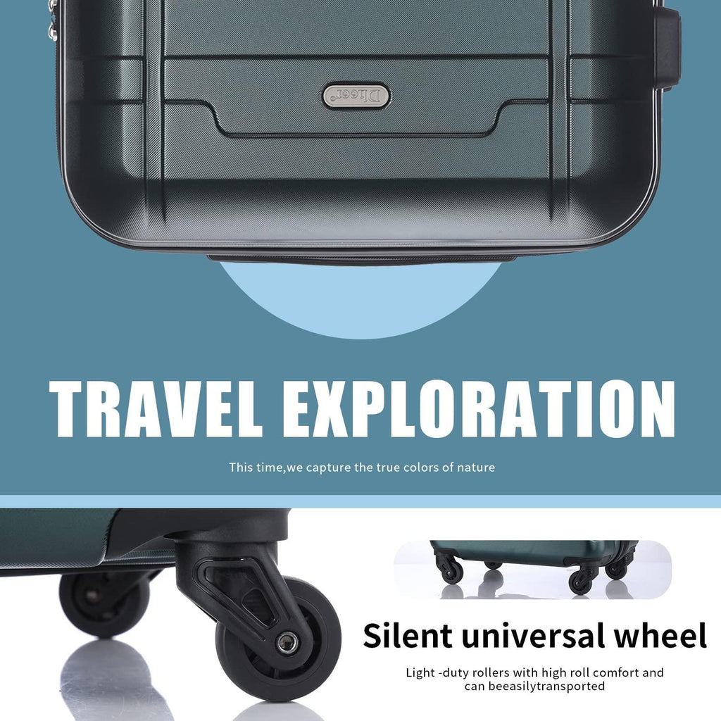 Luggage Set of 3 (20"/24"/28" Only) Travel Case with Swivel Single Wheel Light PC+ABS TSA Lock(green)