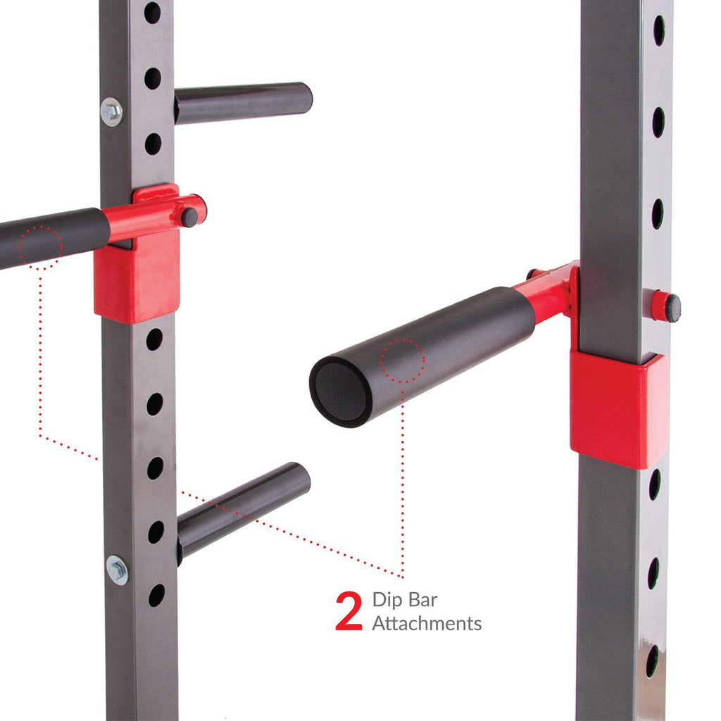 Body Power Deluxe Rack Cawith Accessories, Safety Bars, Floor-Mount Anchors PBC5380 with 800 Lbs. Capacity