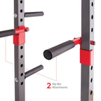 Body Power Deluxe Rack Cawith Accessories, Safety Bars, Floor-Mount Anchors PBC5380 with 800 Lbs. Capacity