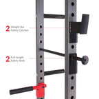 Body Power Deluxe Rack Cawith Accessories, Safety Bars, Floor-Mount Anchors PBC5380 with 800 Lbs. Capacity