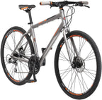 Schwinn Phocus 1500 Flat Bar Sport Fitness Hybrid Bikes, 17-Inch/Small Step-Through or 19-Inch/LarStep-Over Aluminum Frame with  24-Speed Drivetrain, Disc Brakes, and 700c Wheels, Matte Grey