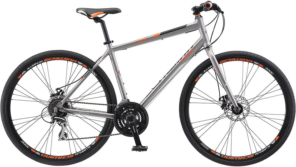 Schwinn Phocus 1500 Flat Bar Sport Fitness Hybrid Bikes, 17-Inch/Small Step-Through or 19-Inch/LarStep-Over Aluminum Frame with  24-Speed Drivetrain, Disc Brakes, and 700c Wheels, Matte Grey