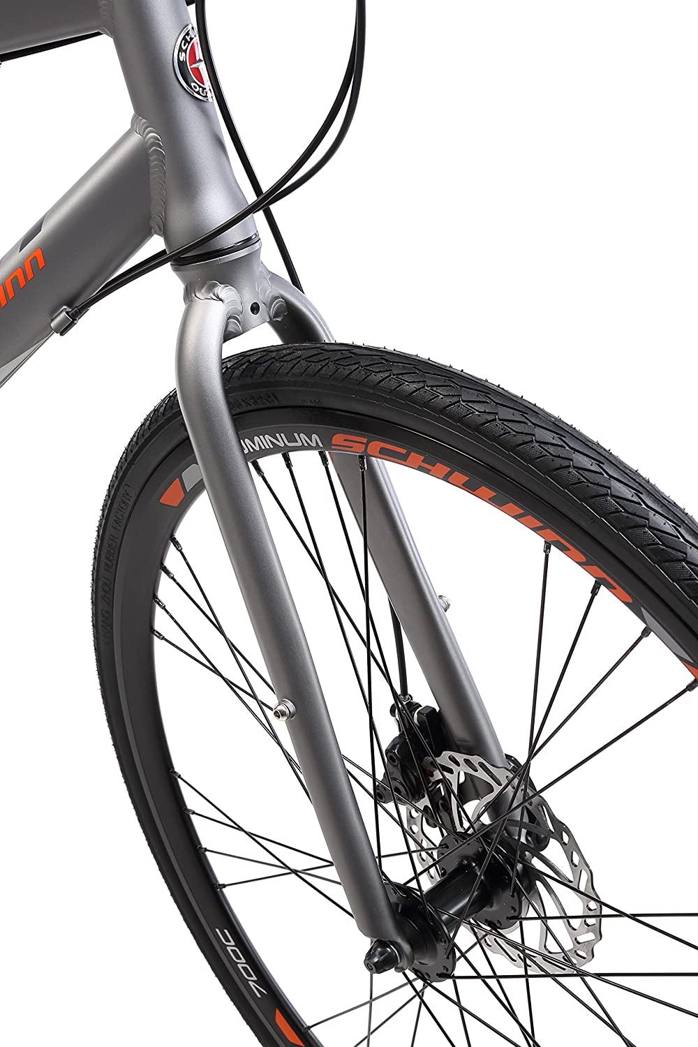 Schwinn Phocus 1500 Flat Bar Sport Fitness Hybrid Bikes, 17-Inch/Small Step-Through or 19-Inch/LarStep-Over Aluminum Frame with  24-Speed Drivetrain, Disc Brakes, and 700c Wheels, Matte Grey